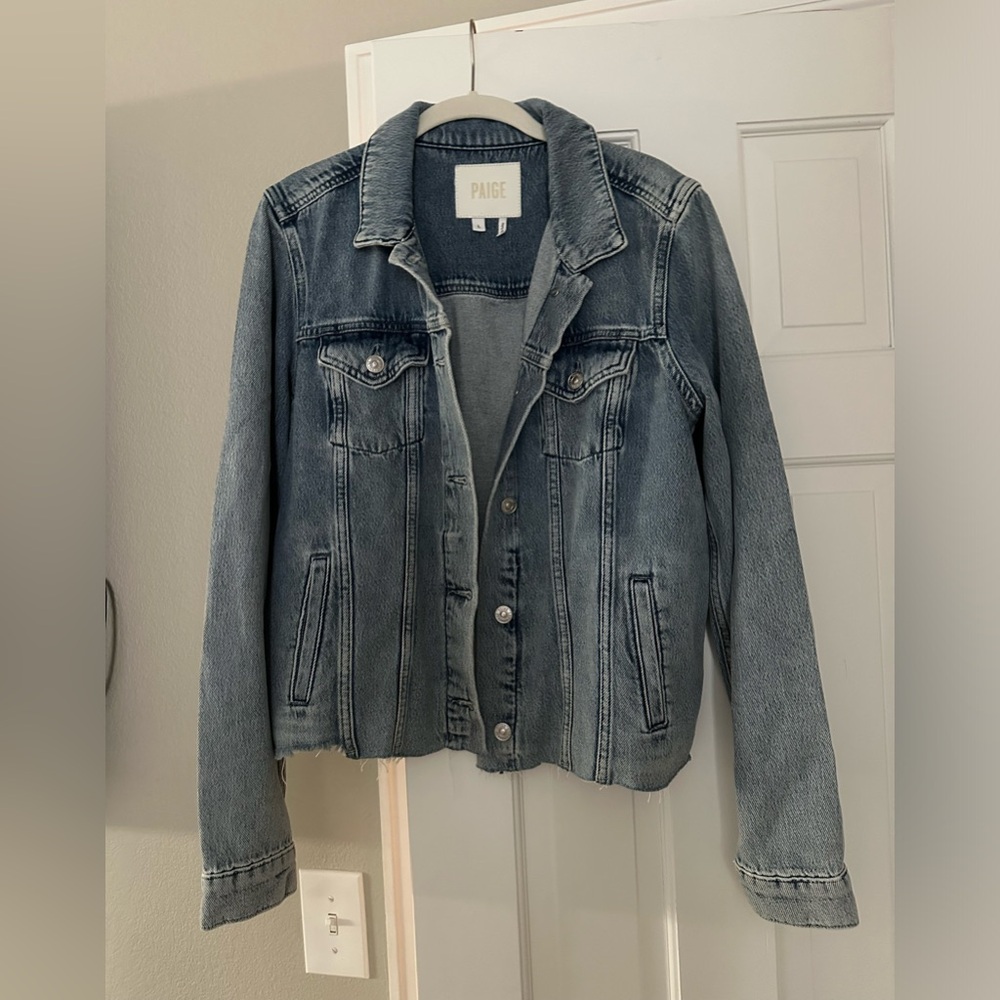 Paige raw hem denim jacket size large NWOT